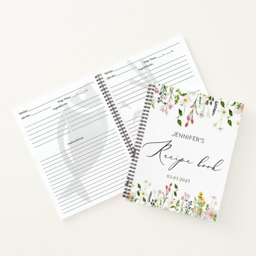 Elegant wildflowers bridal shower recipe book
