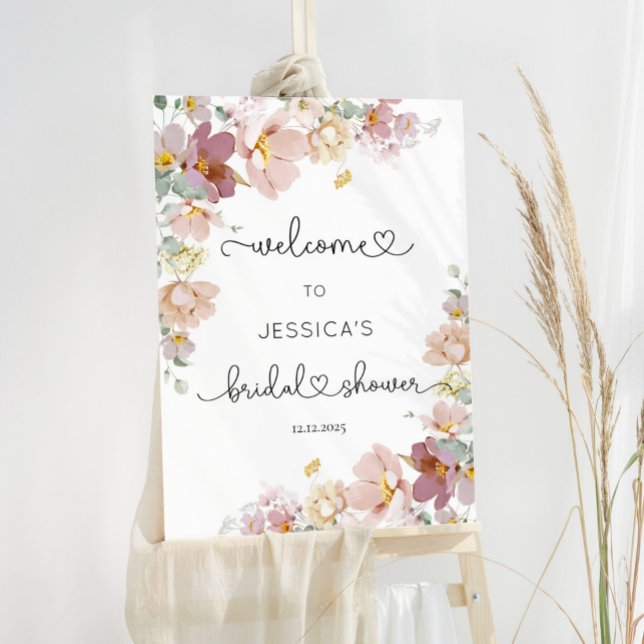 Elegant Wildflowers bridal shower welcome Foam Board (Creator Uploaded)