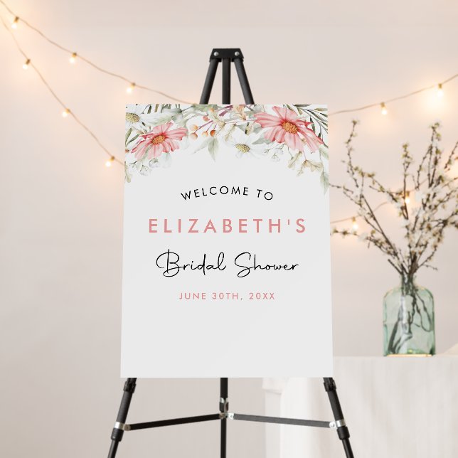 Elegant Wildflowers Bridal Shower Welcome Sign (In Situ (Stand))