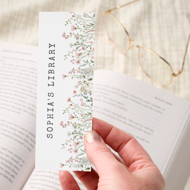 Elegant Wildflowers Custom Name Bookmarks (Hand)