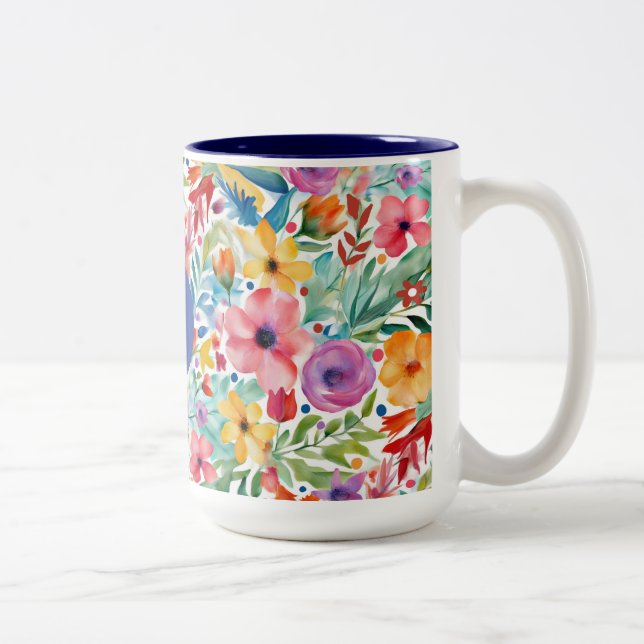 Elegant Wildflowers Floral & Botanical  Two-Tone Coffee Mug (Right)