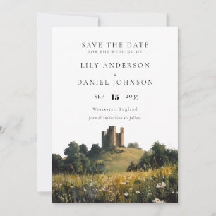 Elegant Wildflowers Floral Castle Wedding Save The Date