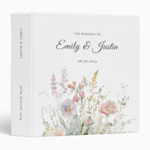 Elegant Wildflowers Floral Watercolor Weddin Album 3 Ring Binder