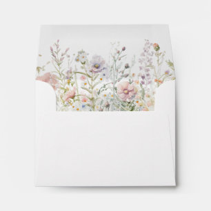 Elegant Wildflowers Floral Watercolor Wedding Envelope