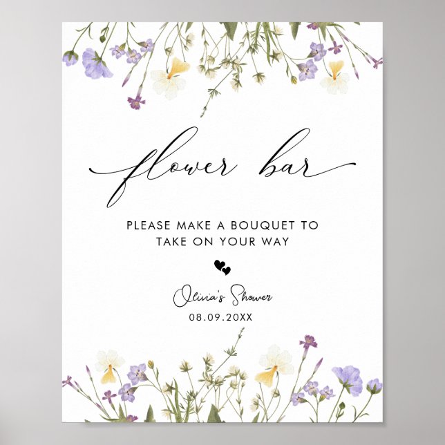Elegant Wildflowers Flower Bar Sign (Front)