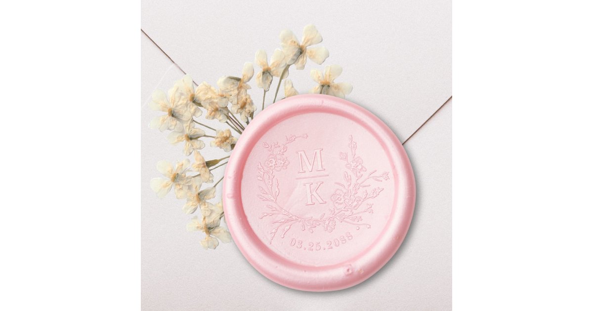 Elegant Wildflowers Frame Couple Wedding Monogram Wax Seal Sticker | Zazzle