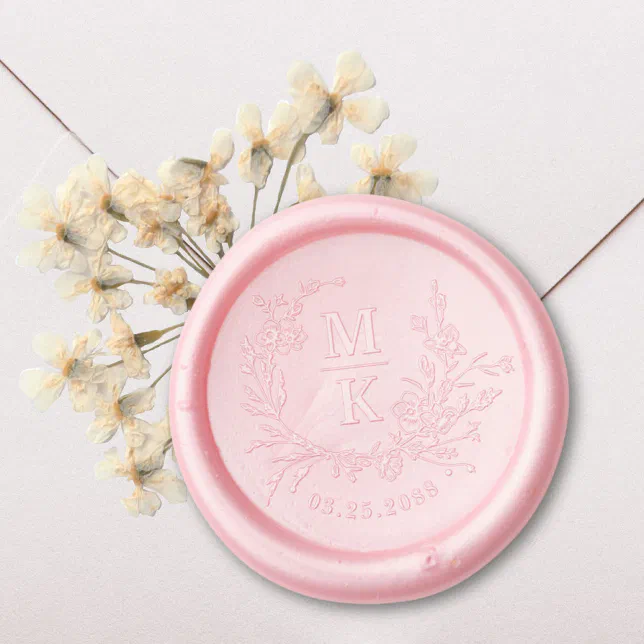 Elegant Wildflowers Frame Couple Wedding Monogram Wax Seal Sticker | Zazzle
