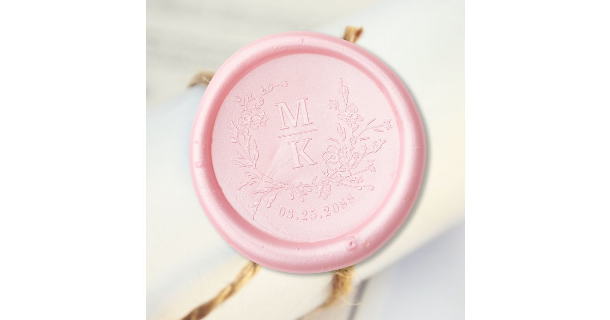 Elegant Wildflowers Frame Wedding Couple Monogram Wax Seal Stamp | Zazzle