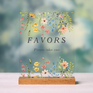 Elegant Wildflowers Garden Wedding Favors Acrylic Sign
