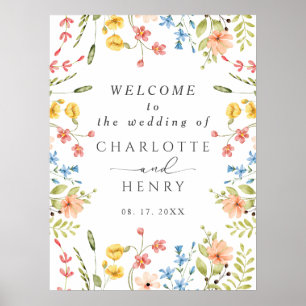  Elegant Wildflowers Garden Wedding Welcome Sign