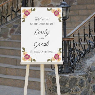 Elegant Wildflowers Garden Wedding Welcome Sign