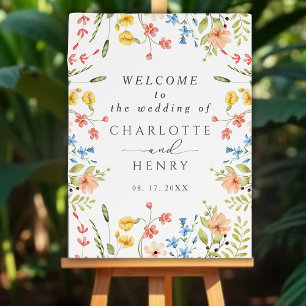 Elegant Wildflowers Garden Wedding Welcome Sign