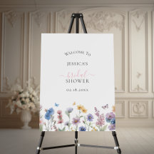 Elegant Wildflowers Greenery Bridal Shower Welcome