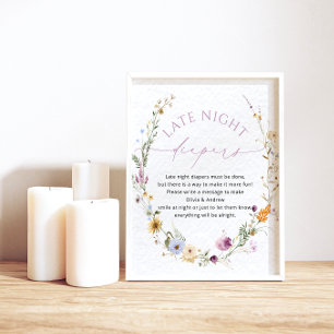 Elegant Wildflowers Late Night Diapers Poster
