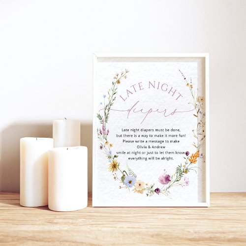 Elegant Wildflowers Late Night Diapers Poster