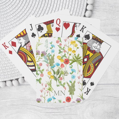 Elegant Wildflowers Meadow Monogrammed  Poker Cards