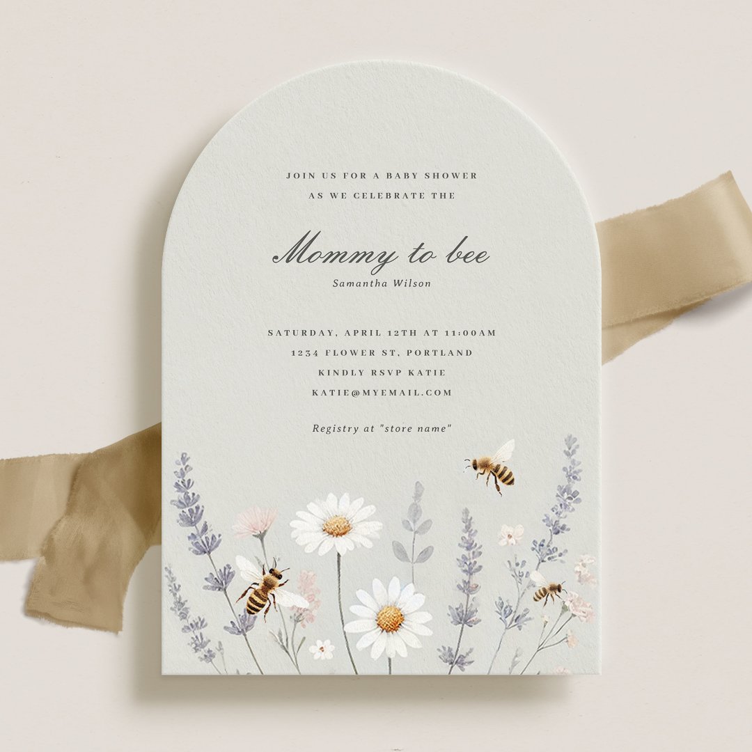 Elegant Wildflowers Mommy to Bee Baby Shower Invitation