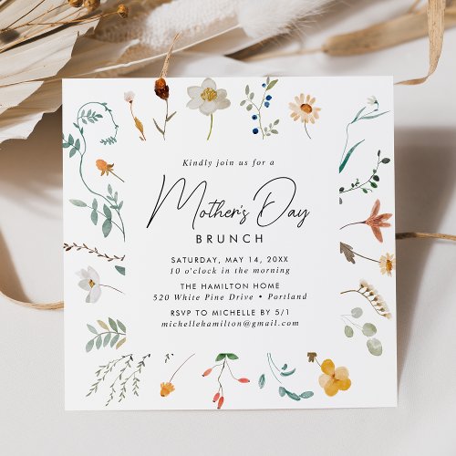 Elegant Wildflowers Mothers Day Brunch Invitation