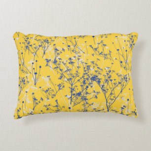 Elegant Wildflowers on Mustard Yellow  Accent Pillow