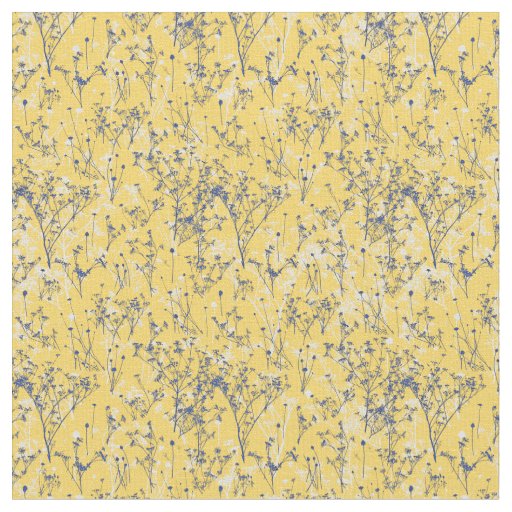 Elegant Wildflowers on Mustard Yellow Fabric