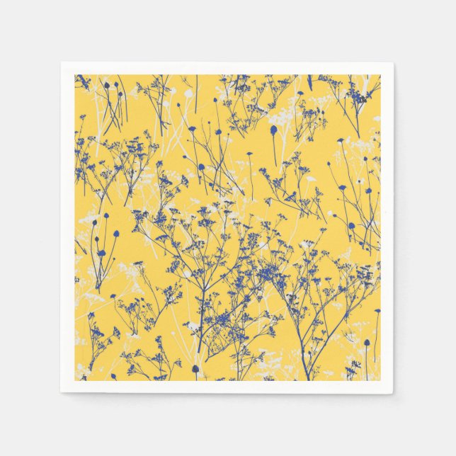 Elegant Wildflowers on Mustard Yellow Napkins (Front)