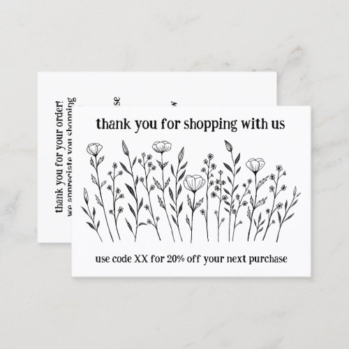 Elegant Wildflowers ORDER THANK YOU QR Code Business Card