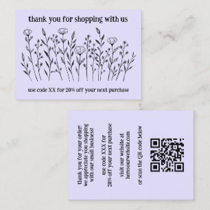 Elegant Wildflowers ORDER THANK YOU QR Code Business Card