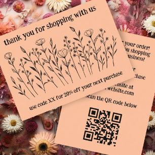 Elegant Wildflowers ORDER THANK YOU QR Code Business Card