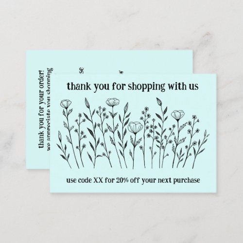Elegant Wildflowers ORDER THANK YOU QR Code Business Card