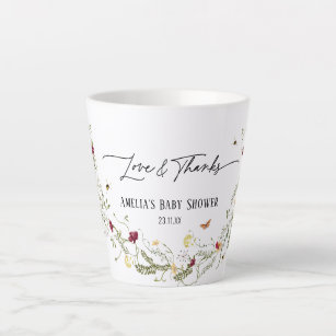 Elegant Wildflowers Personalised Baby Shower Favor Latte Mug