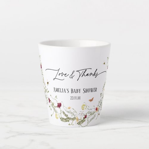 Elegant Wildflowers Personalised Baby Shower Favor Latte Mug