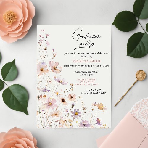 Elegant Wildflowers Photo Graduation Party