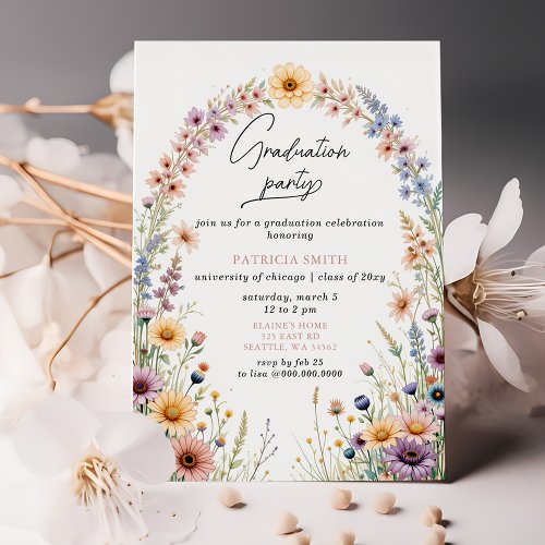 Elegant Wildflowers Photo Graduation Party