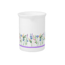 Elegant Wildflowers Porcelain Pitcher - Purple