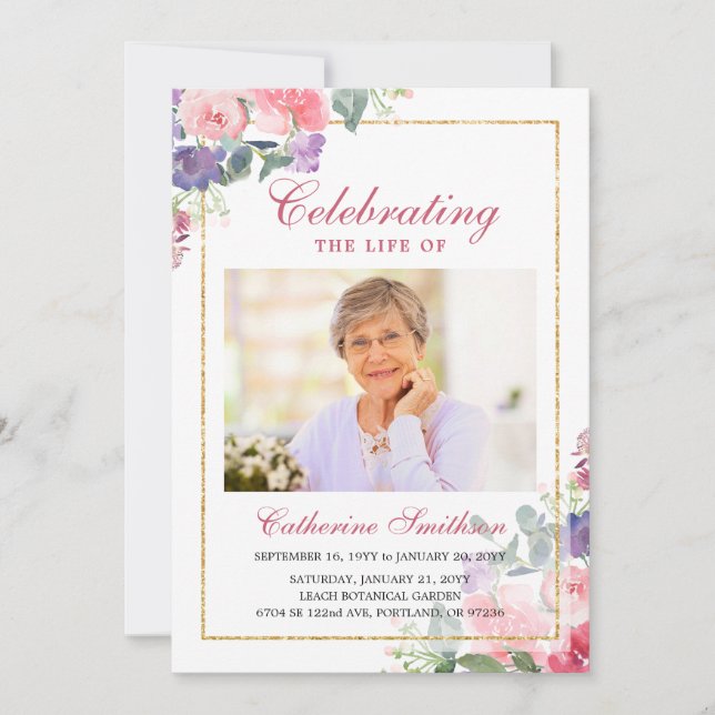 Elegant Wildflowers Printable Funeral Program (Front)