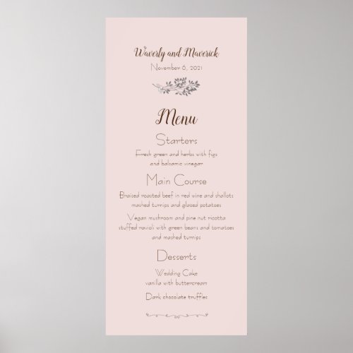 Elegant Wildflowers Rustic Country Wedding  Menu   Poster