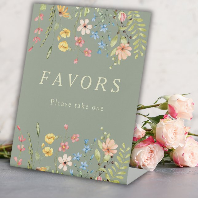  Elegant Wildflowers Sage Wedding Favors Sign (Creator Uploaded)