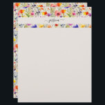 Elegant wildflowers script name letterhead<br><div class="desc">Elegant wildflowers script name letterhead. Personalize with your name.</div>