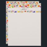 Elegant wildflowers script name letterhead<br><div class="desc">Elegant wildflowers script name letterhead. Personalize with your name.</div>