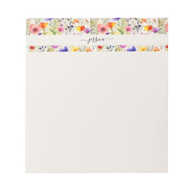 Elegant wildflowers script name notepad (Front)