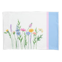 Elegant Wildflowers Set of Pillowcases - Blue