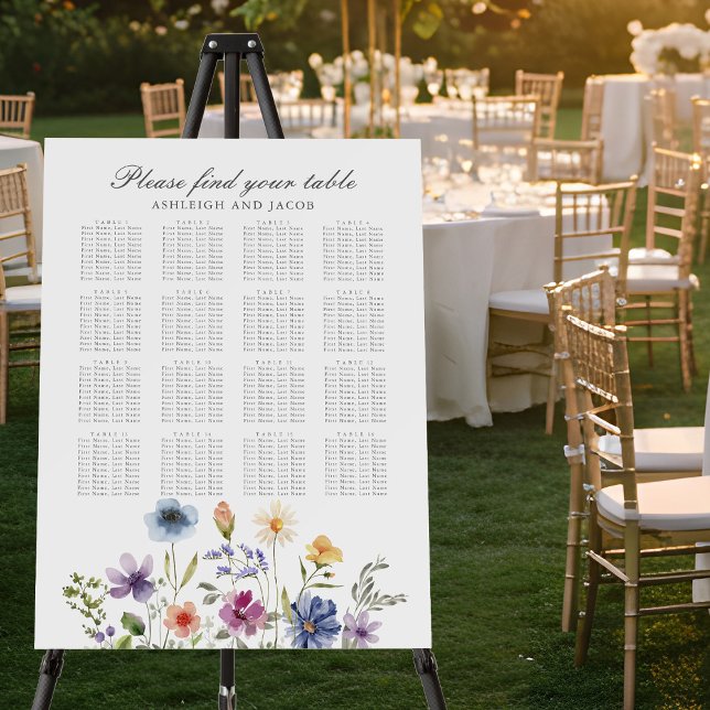 Elegant Wildflowers Spring Wedding Seating Chart Foam Board (Creator Uploaded)