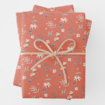 Elegant Wildflowers Terracotta Wrapping Paper Sheets