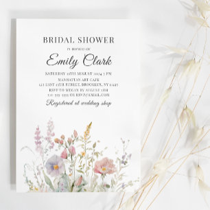 Elegant Wildflowers Watercolor Bridal Shower Invitation