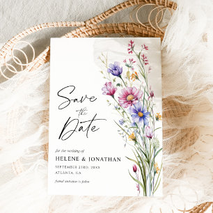 Elegant Wildflowers Watercolor Floral Wedding Save The Date