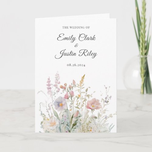 Elegant Wildflowers Watercolor Wedding Booklet Program