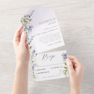 Elegant Wildflowers Wedding All In One Invitation