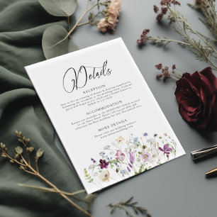 Elegant Wildflowers Wedding Details Enclosure Card