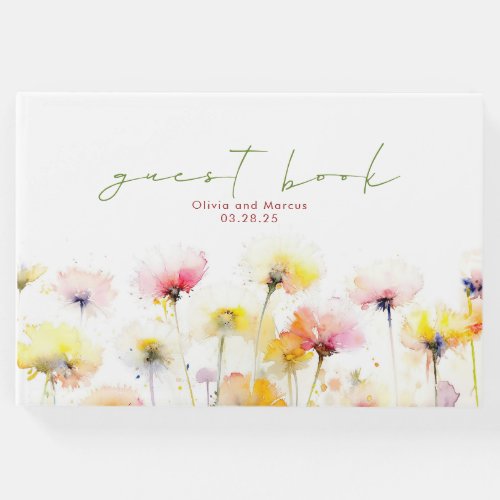 Elegant Wildflowers Wedding Guest Book