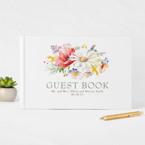 Elegant Wildflowers Wedding Guest Book
